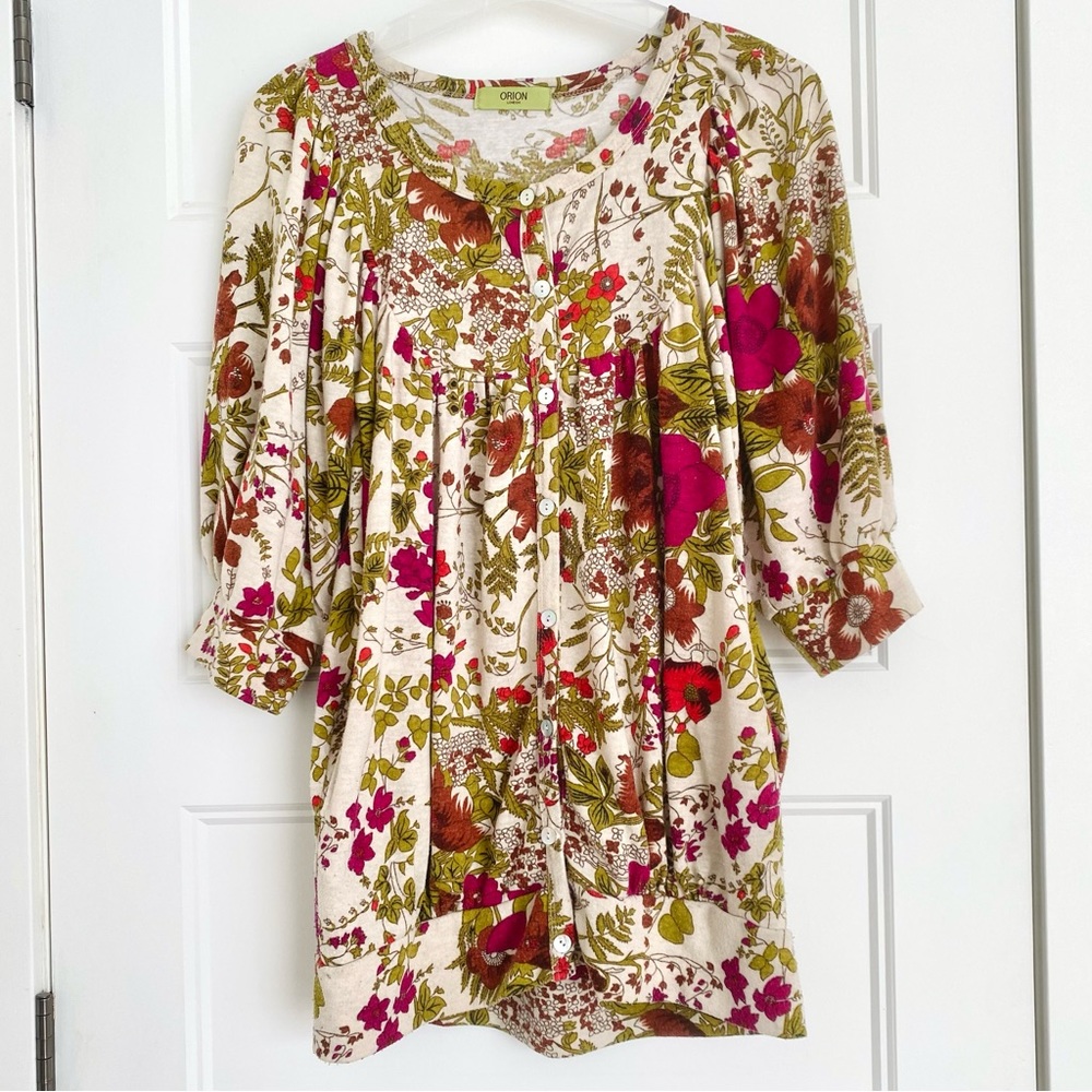 Boho Bohemian Style Oversized Floral Cardigan Small/Medium